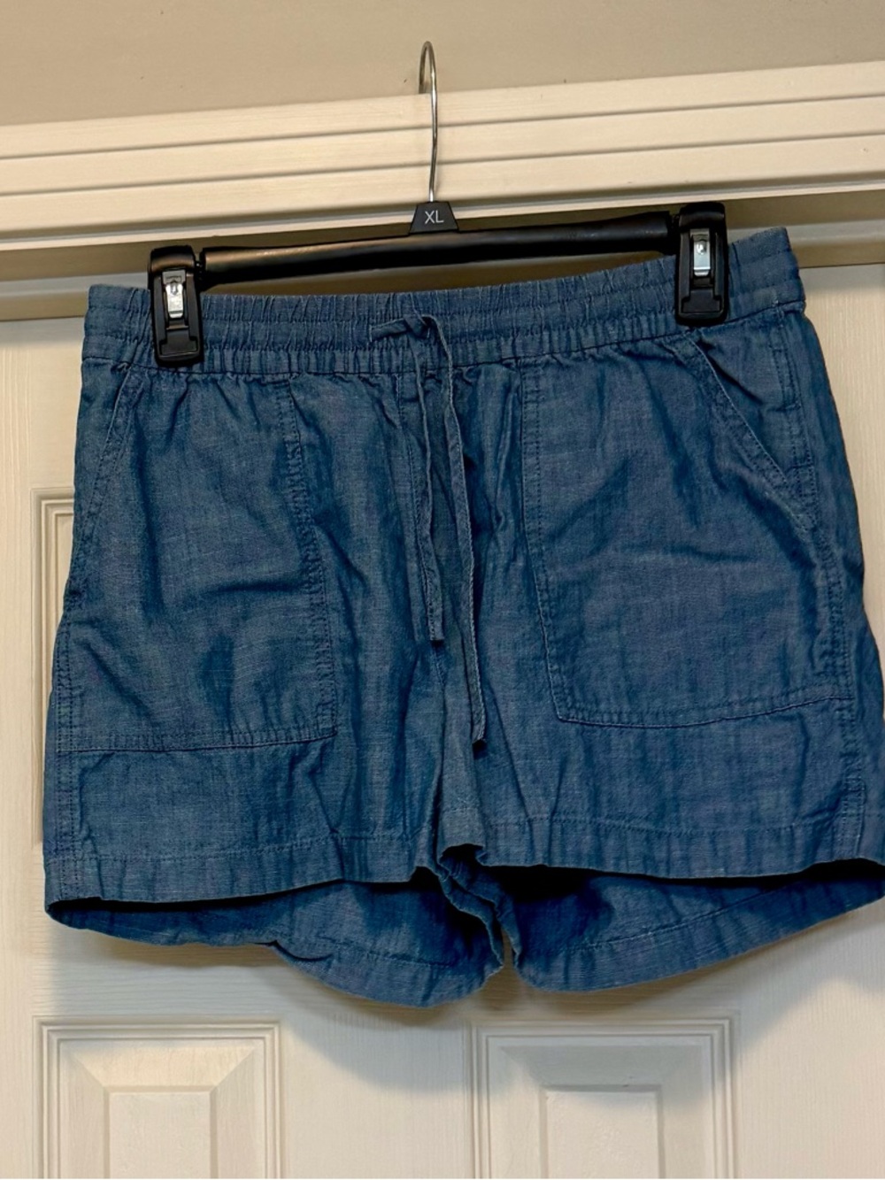 J. Crew Indigo Drawstring Linen-Blend Chambray Shorts